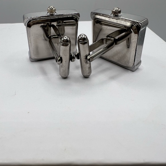 Square Real Clock Cuff links With Battery Digital Mens Watch Cufflink - Picture 4 of 5